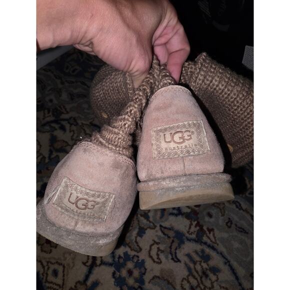 UGG brown knit fold over mid calf boots sz 9 - Picture 4 of 6